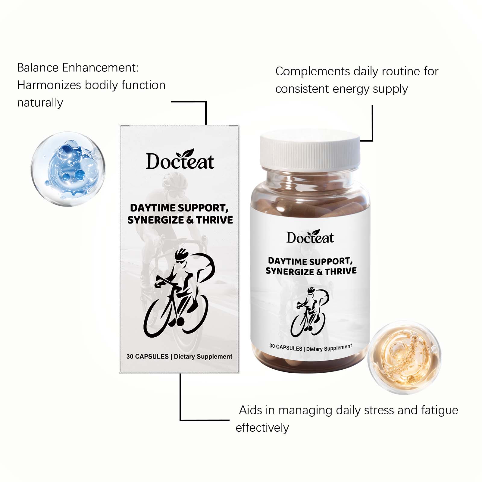 Boost Energy and Stress Relief with Body Care Vitamins, Daily Vitality Support ,30 capsules
