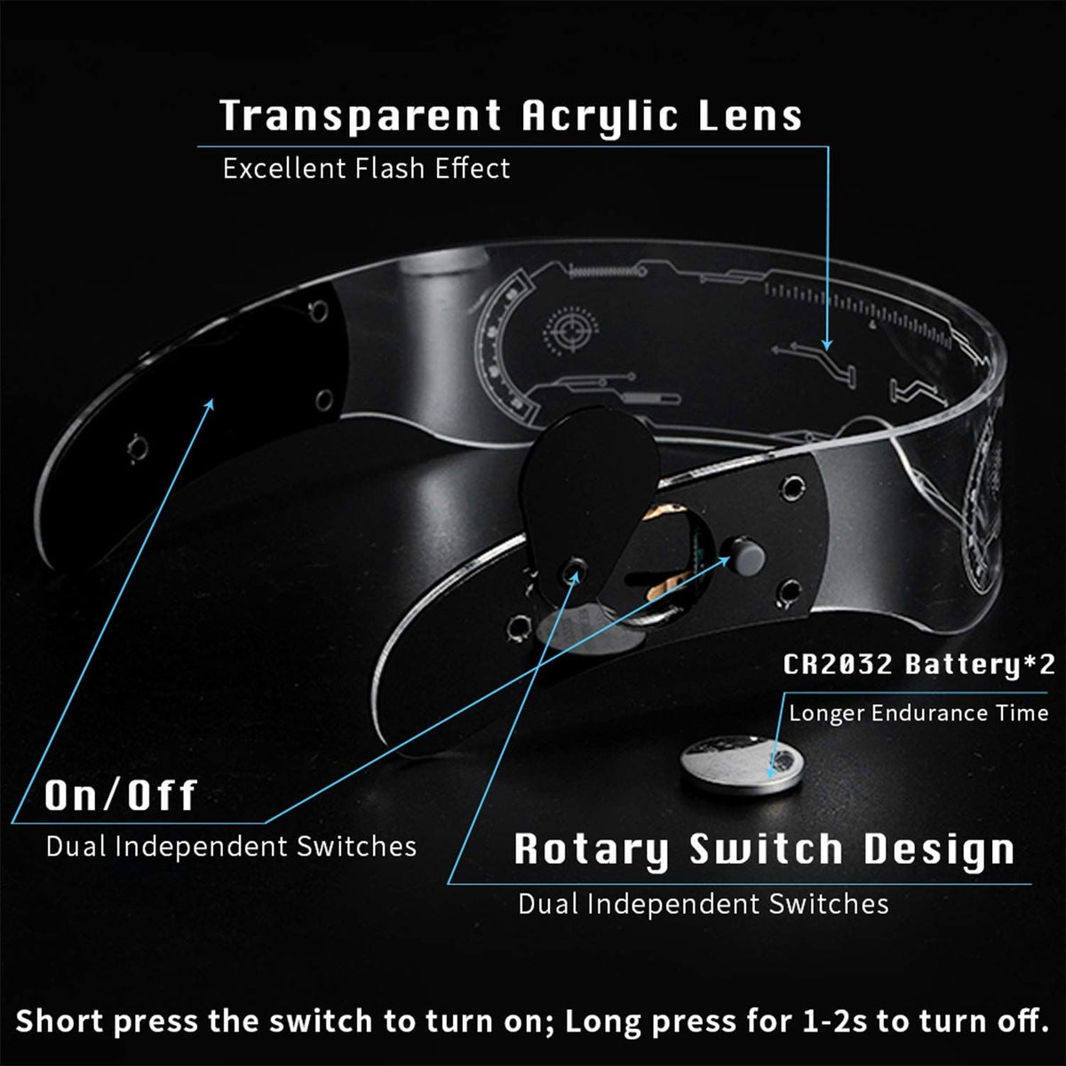 Multicolored LED Glasses Light Up Cyberpunk Glasses for Party Rave Festival