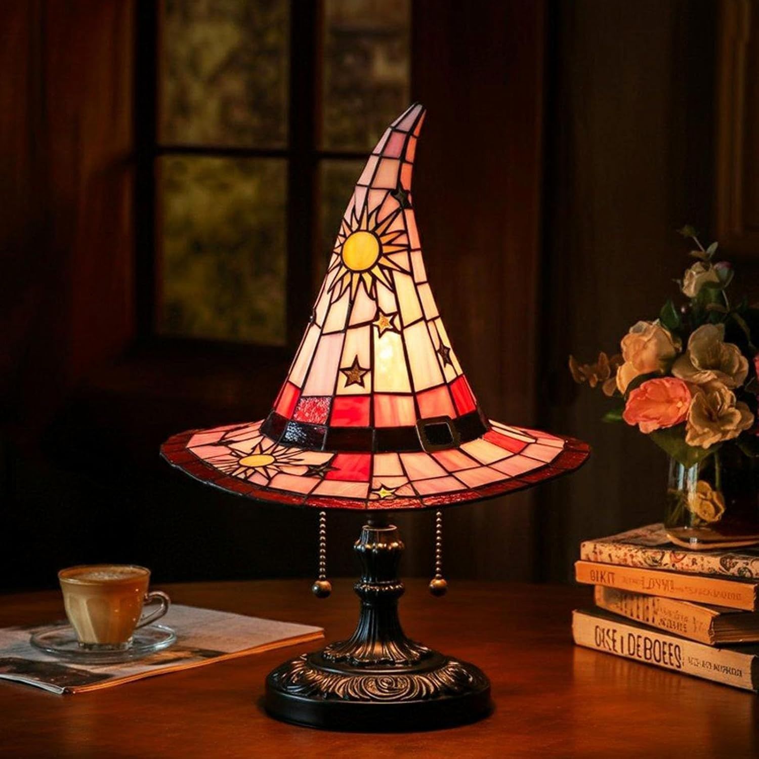 Halloween Witch Hat LED Table Lamp USB Resin Decor