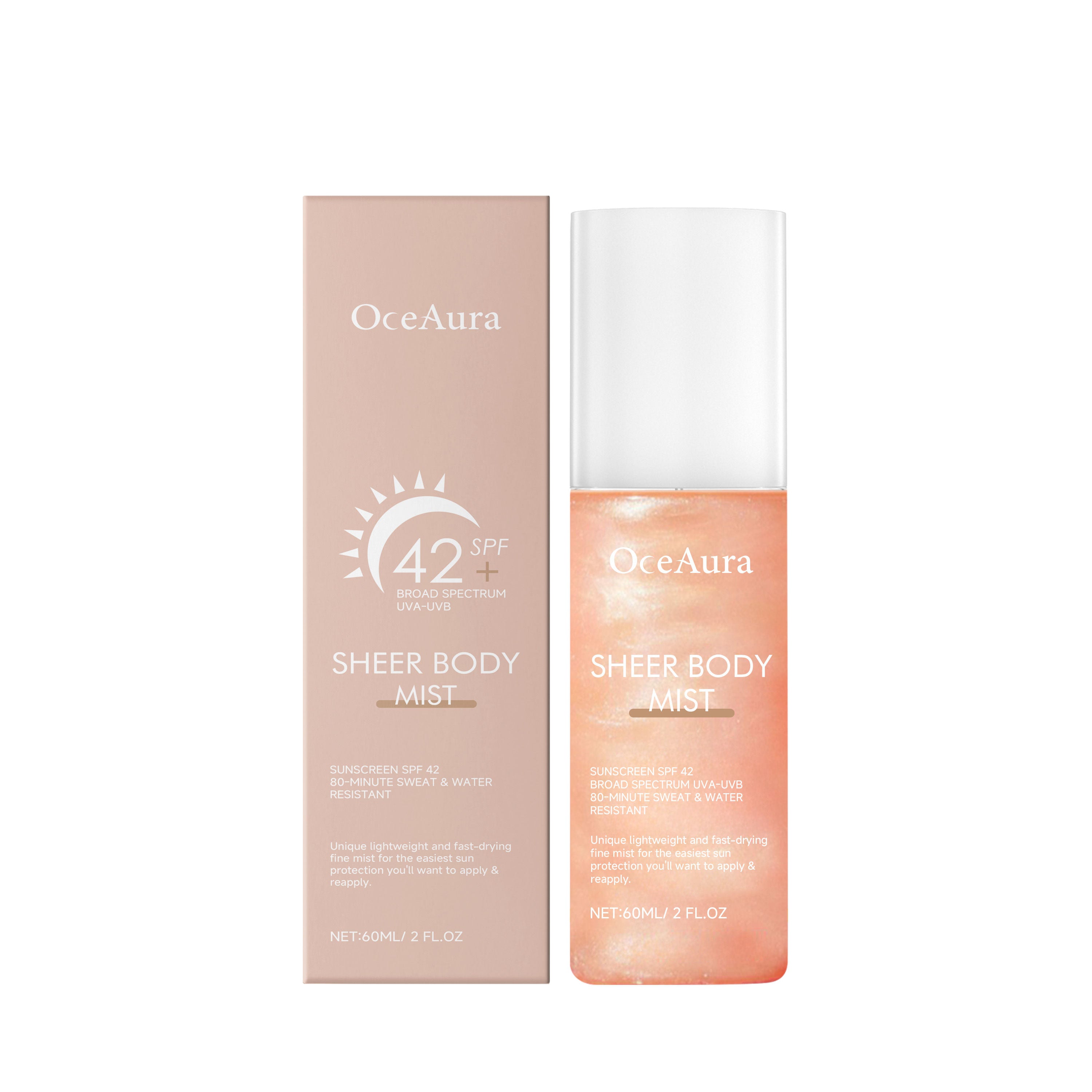 Body Protection Spray, UV Water & Sweat Resistant, Refreshing Non-Sticky Sunscreen ,60ml