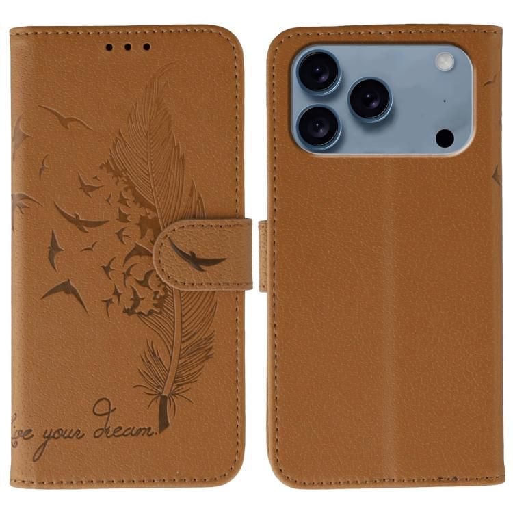 For iPhone 18 Pro Max / iPhone 17 Pro Max Feather Pattern Litchi Texture Leather Phone Case