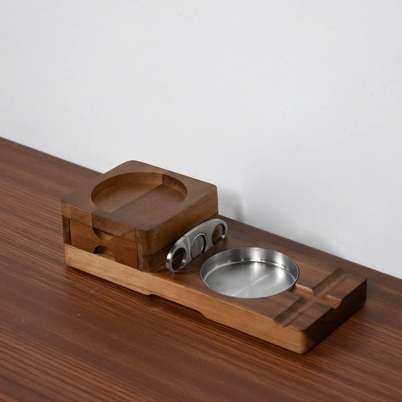 Cigar Ashtray Whiskey Glass Tray Wooden Ash Tray Cigar Cutter