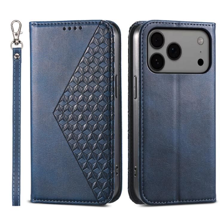 For iPhone 18 Pro Max / iPhone 17 Pro Max Cubic Grid Calf Texture Magnetic Leather Phone Case