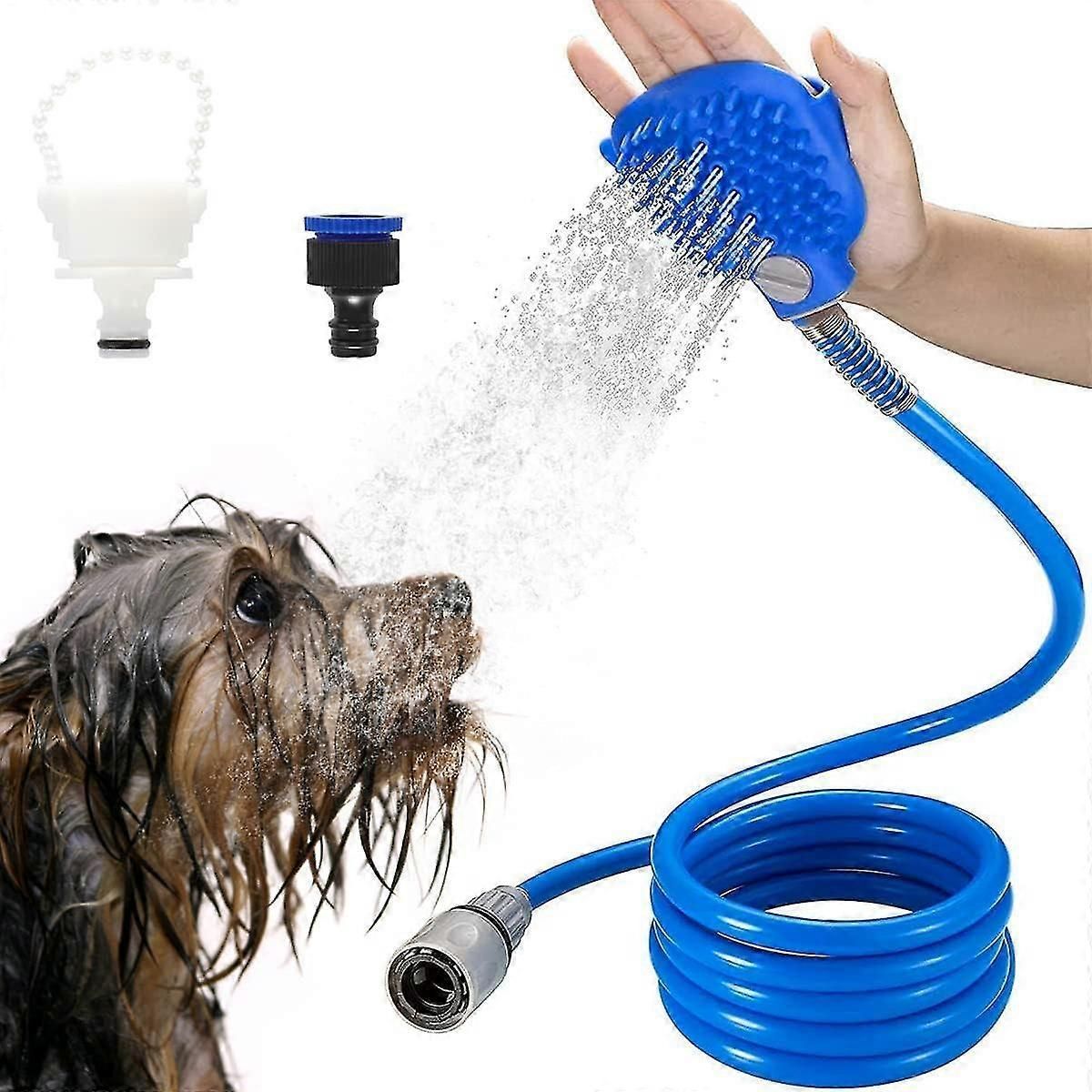 Pet Shower Spray Head With Brush and 2.5M Hose