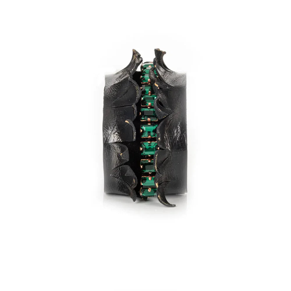 The Dark Emerald Dominion Sculpted Leather Cuff