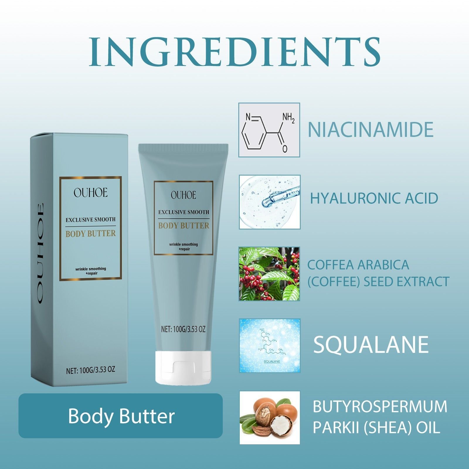 Body Butter for Cleanse Skin, Hydrate, Anti-Wrinkle, Smooth, Rejuvenate ,100g