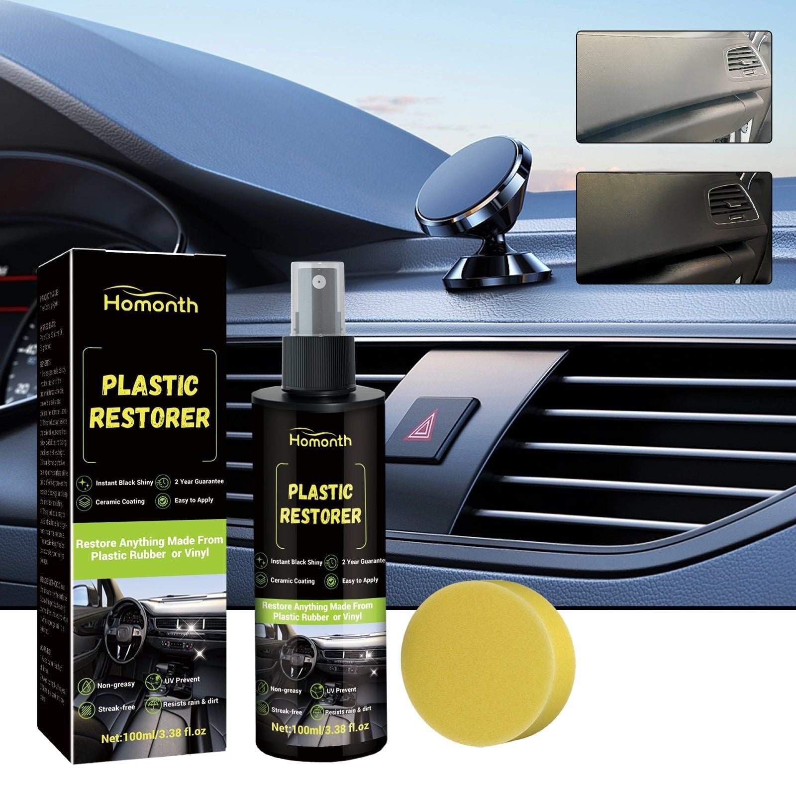 Car Interior Cleaning Plastic Restorer, Scratch Repair, Dust-Proof Coating ,1set