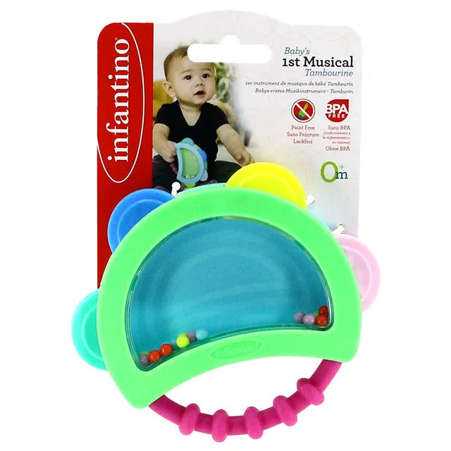 Infantino Baby's First Musical Tambourine - Sensory Teething Toy
