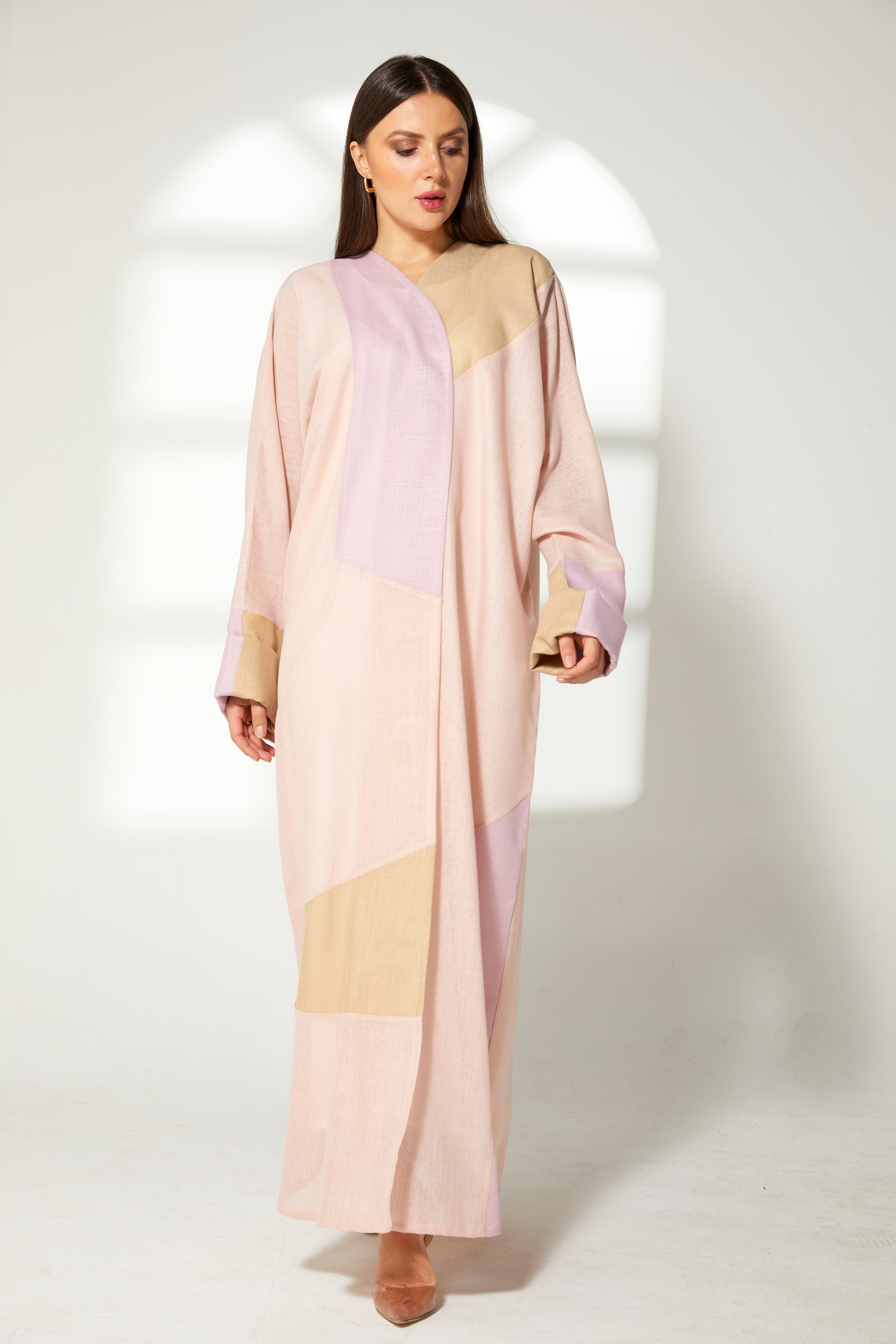 MOiSTREET Multicolor Linen Embroidery Abaya