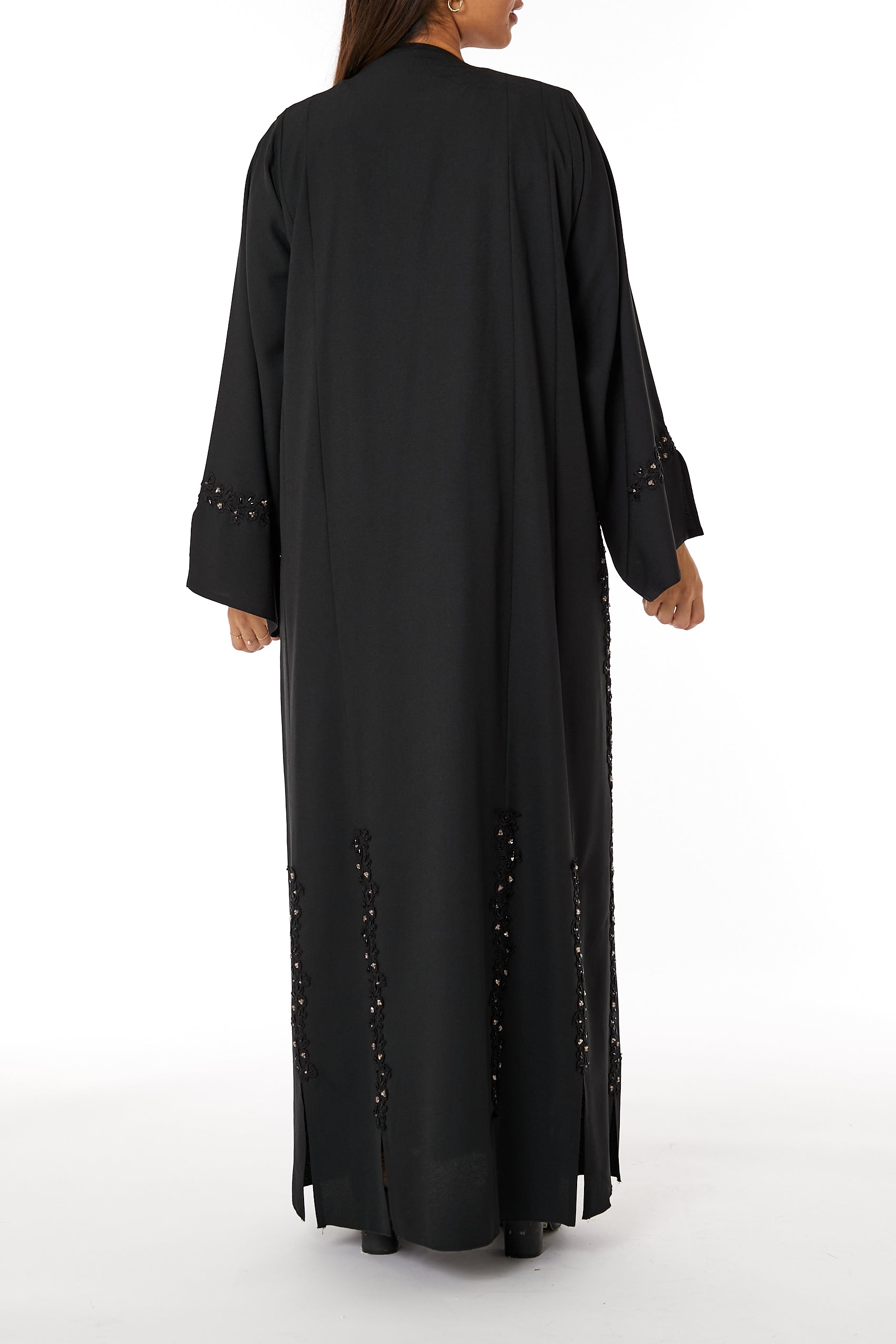 MOiSTREET Black Crepe Embroidered Abaya