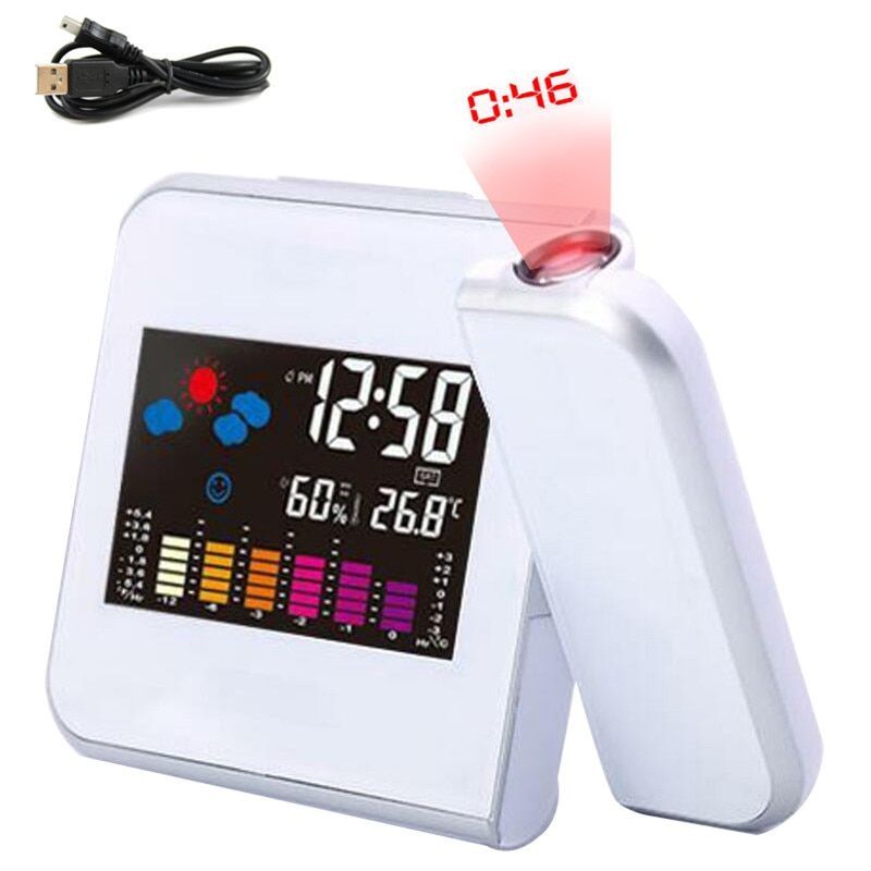 Color Screen Calendar LED Digital Display Alarm Clock Temperature Thermometer Projector