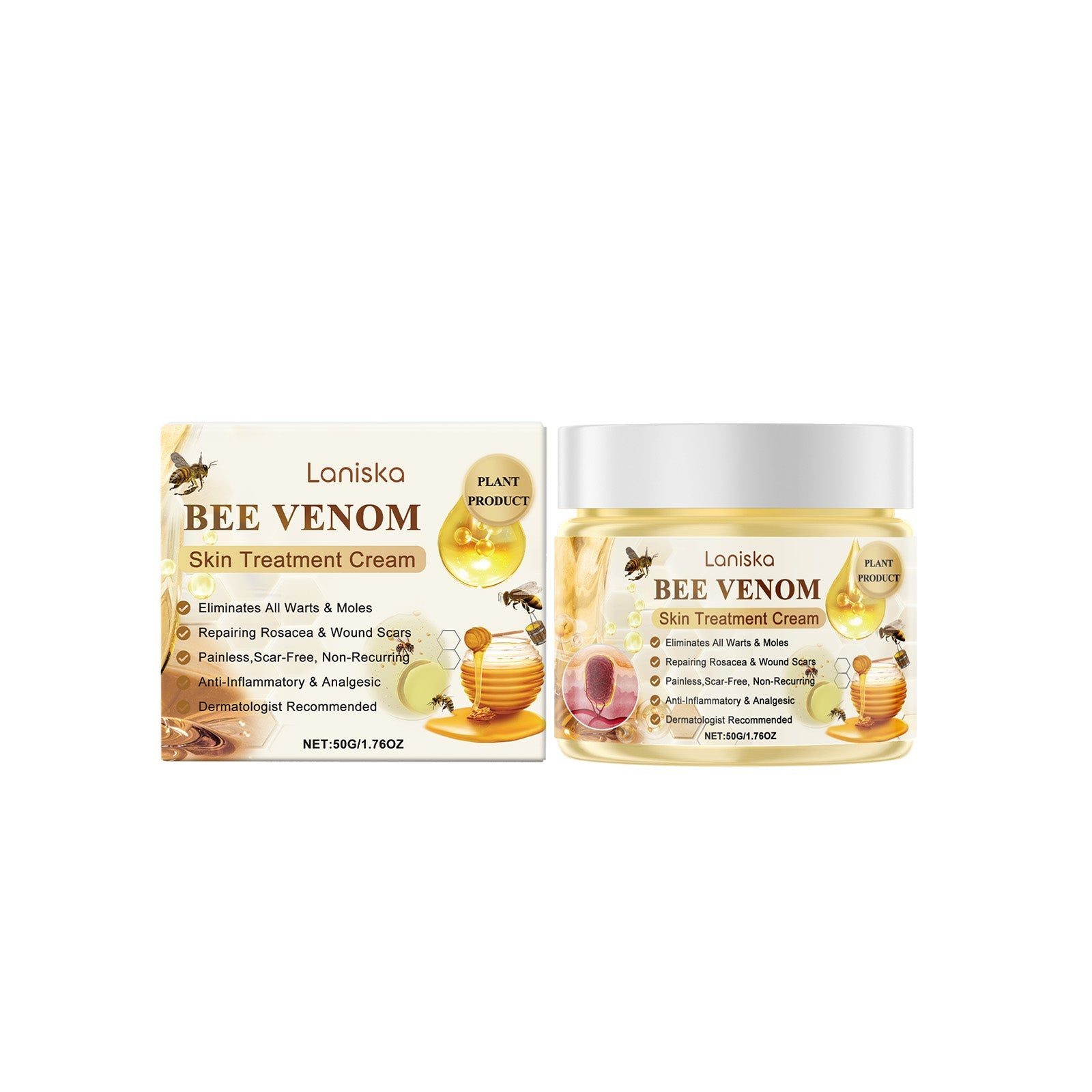 Bee Venom Body Care Cream, Natural Moisturizer, Skin Repair, Anti-Aging, Gentle Herbal Formula ,50g
