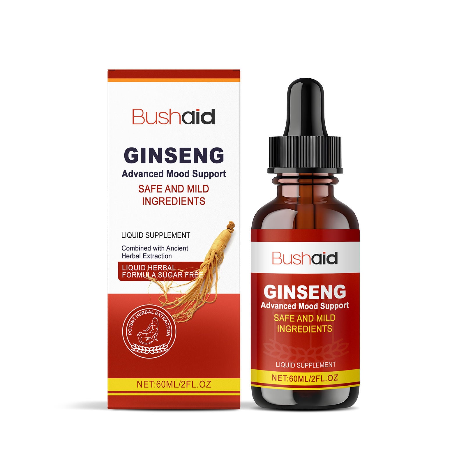 Boost Energy and Relaxation with BushAid Ginseng Body Care Drops, Natural Wellness ,60ml