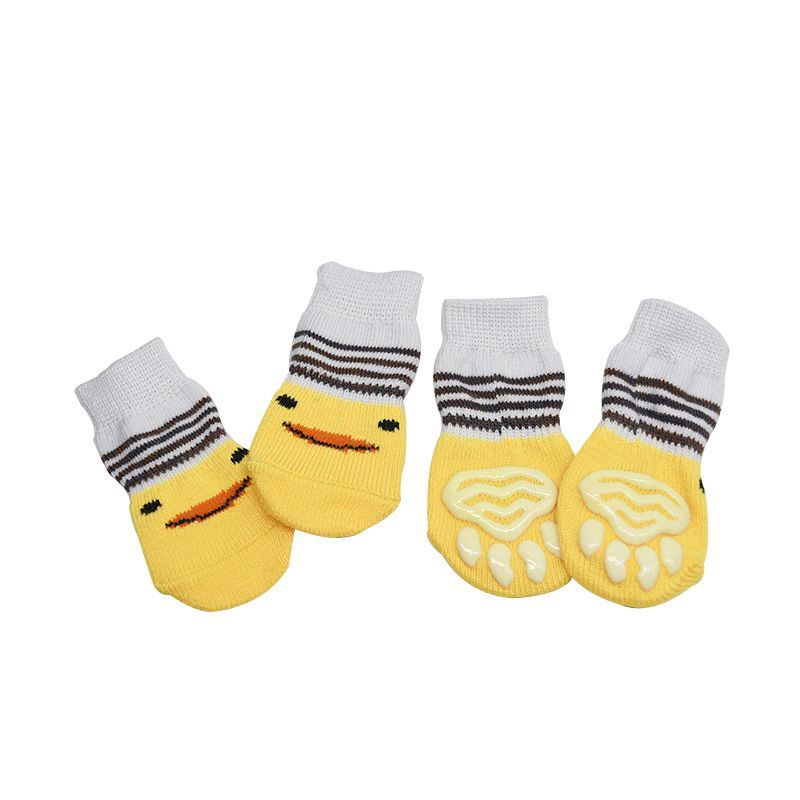 4pcs Cat Socks Dog Anti Slip Foot Cover Pet Anti Scratch Cartoon Knitted Shoes Pet Supplies