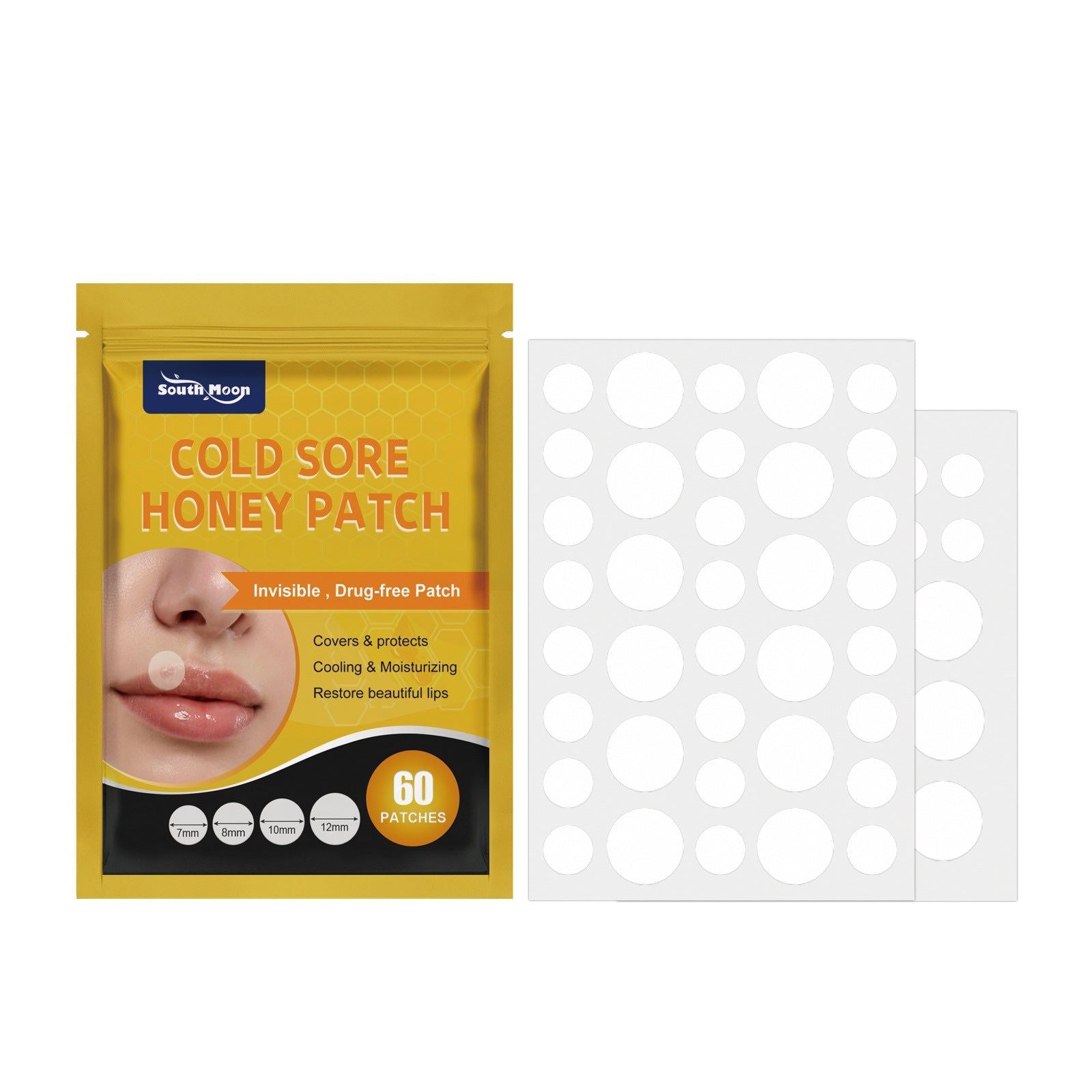 Cold Sore Honey Patch, Lip Care, Herpes Relief, Hydrocolloid Blister Patch ,60patches