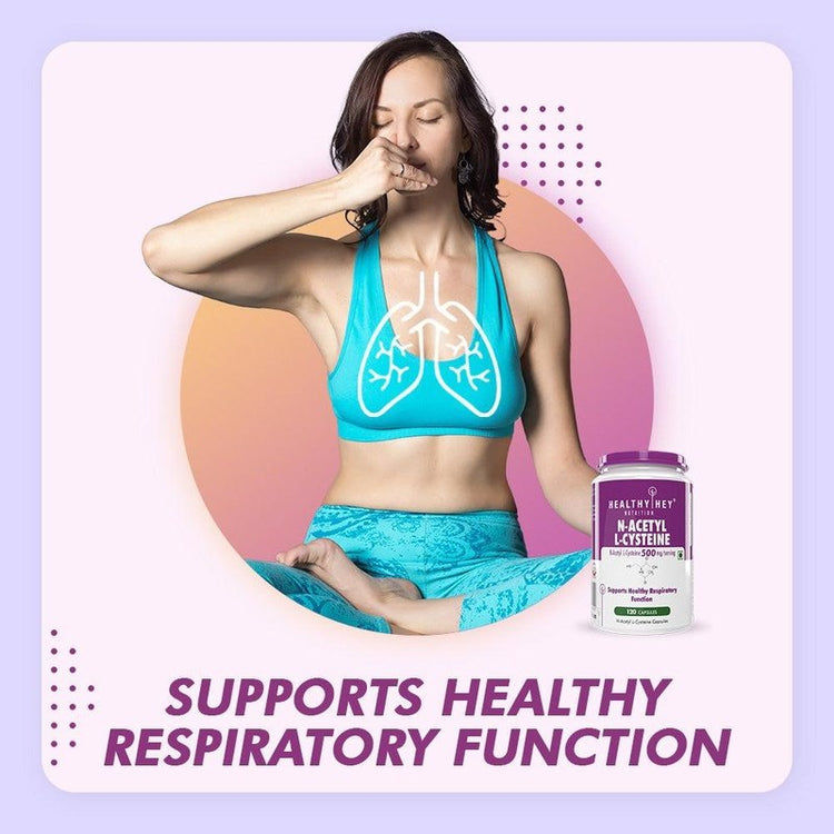HealthyHey N-Acetyl L-Cysteine (NAC) - Non-GMO - Gluten Free - 500mg - 120 Veg. Capsules