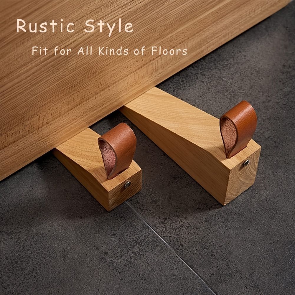 2 Pack Door Stopper Sturdy Solid Wood Door Stop for Living Room Bedroom Bathroom