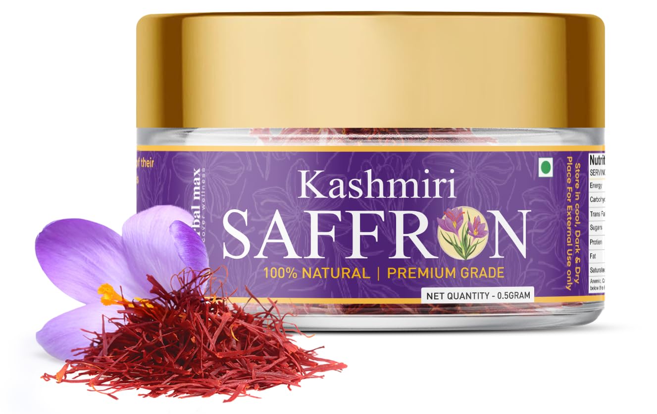 Herbal max Original Kashmiri Mongra Saffron/Kesar 0.5 Gram