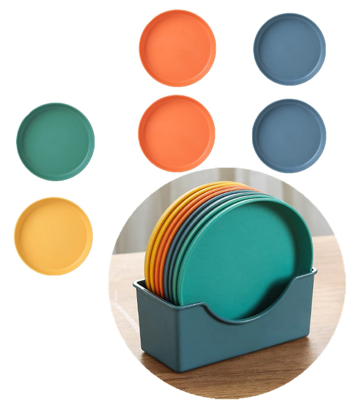 6pcs Appetizer Plates Dessert Plates Salad Fruit Household Dinnerware With Storage Rack