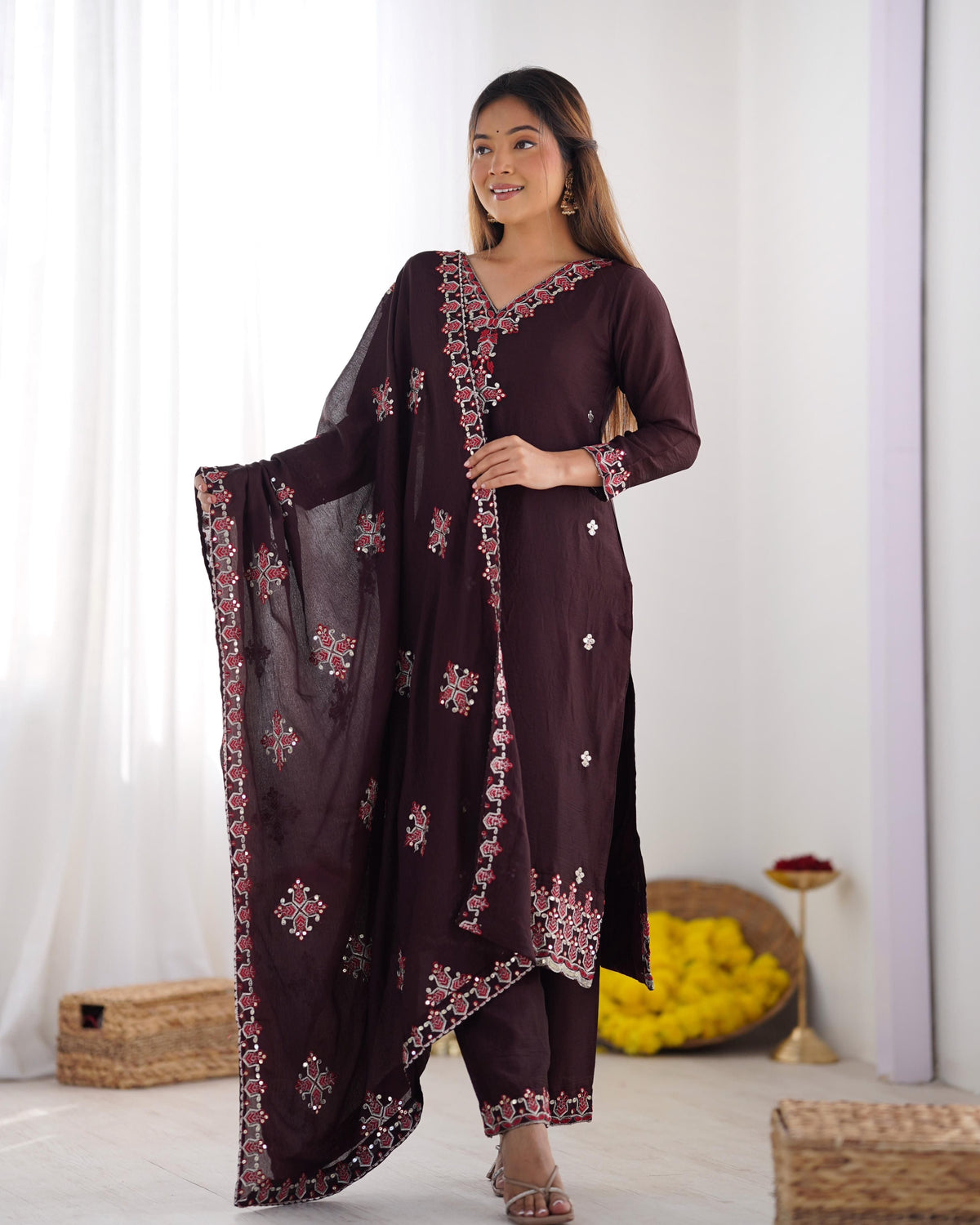 Fab Zone Women’s Designer Party Wear Look Top-Bottom And Beautiful Dupatta