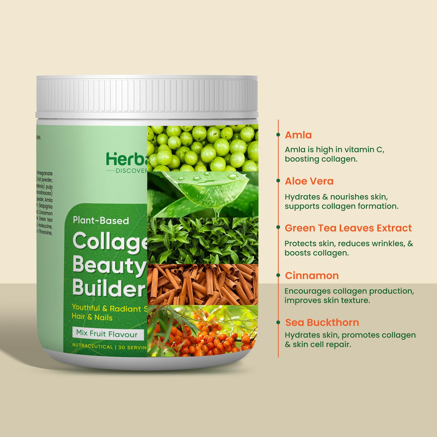 Herbal max 100% Veg Collagen Builder Mixed Fruit 195 Grams