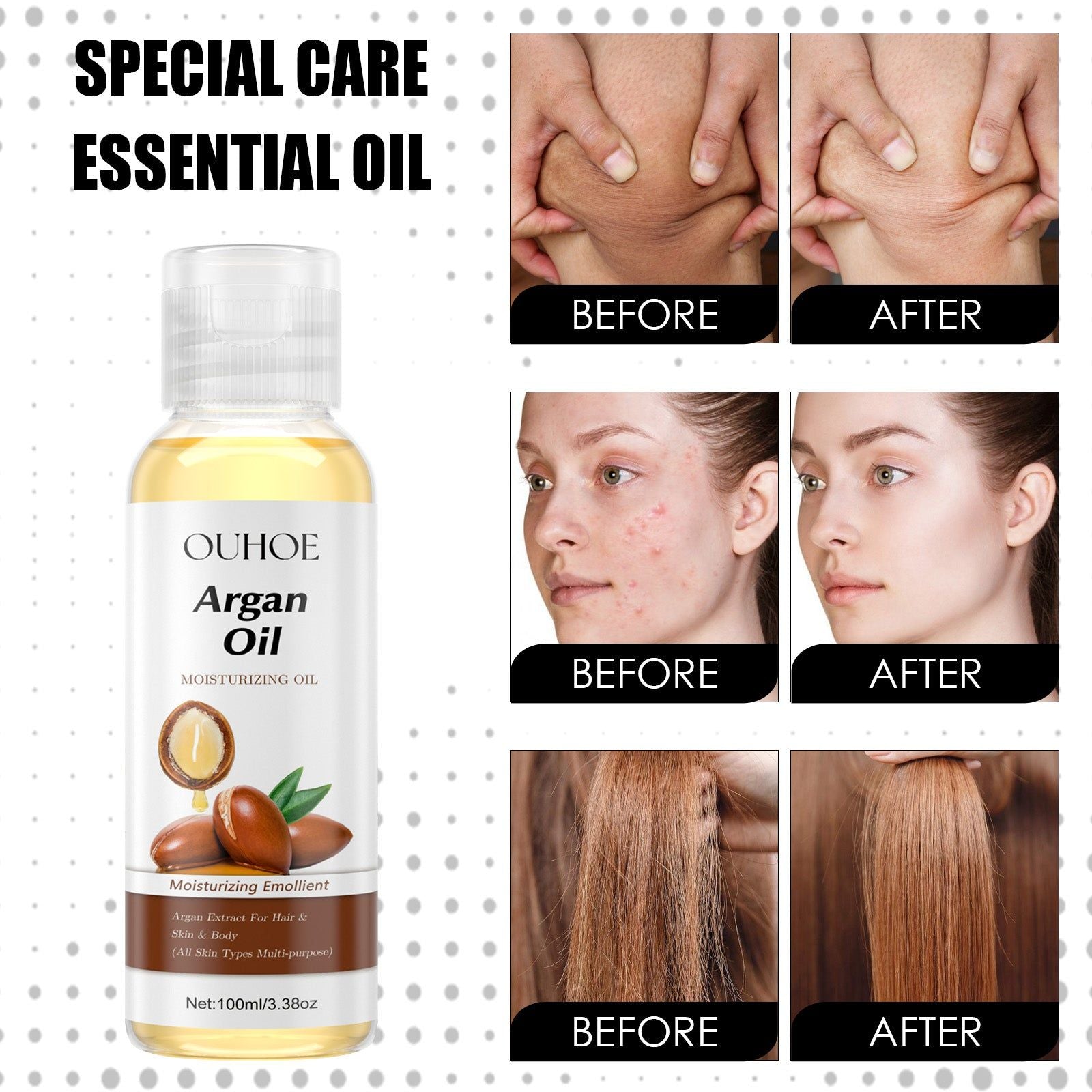 Argan Oil for Hair Conditioning and Facial Skin, Nourishing, Hydrating, Anti-Aging ,100ml
