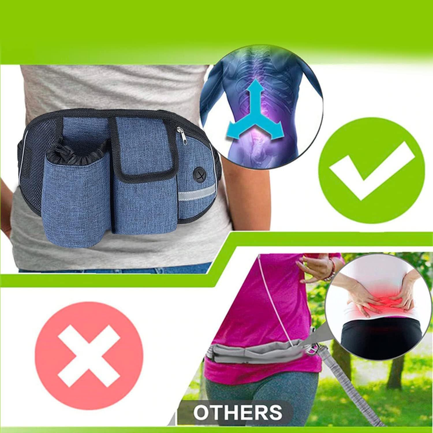 Waist Bag With Dog Leash Hands Free Dog Leash for Walking Running Hiking