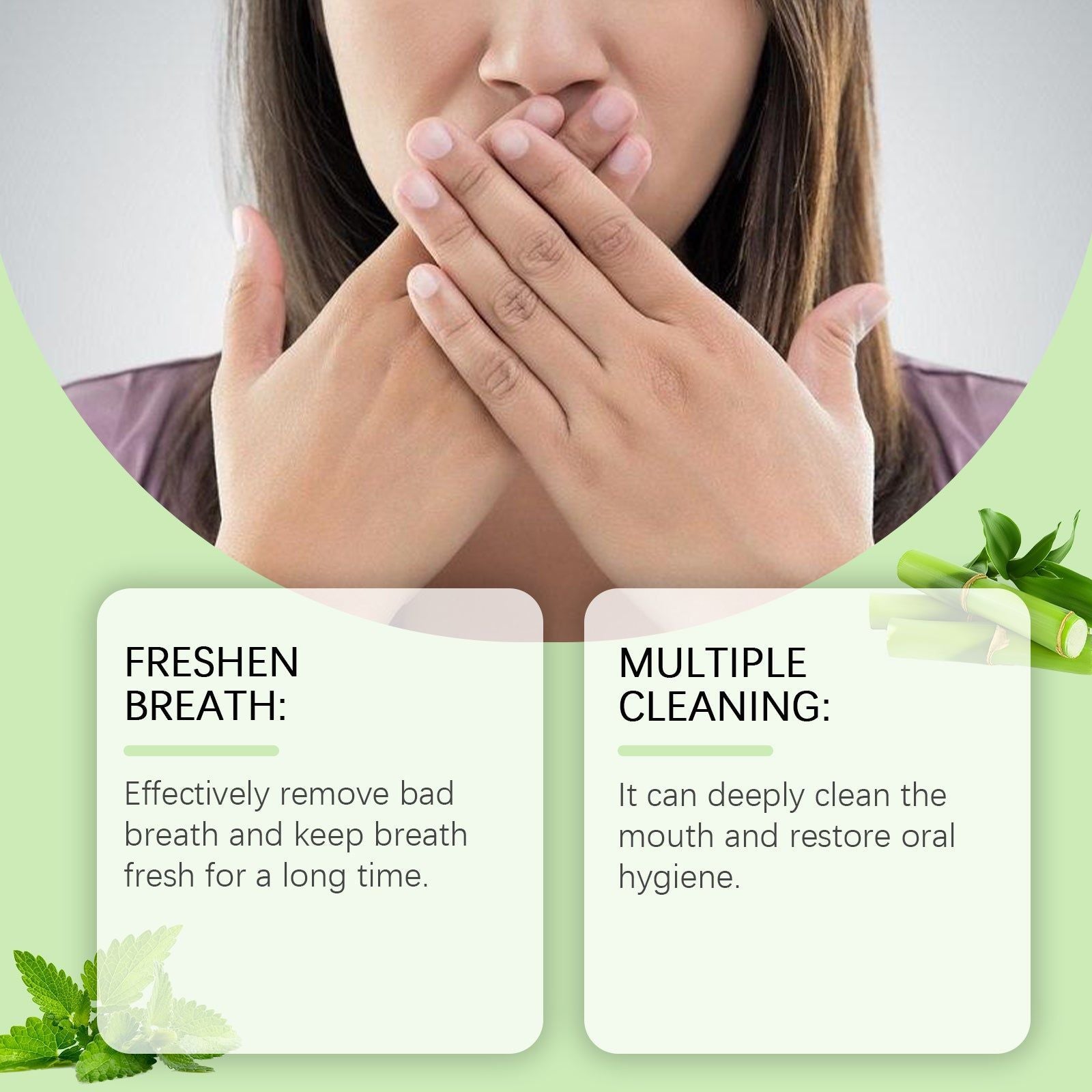 Bamboo Fresh Breath Mouthwash, Oral Odor Treatment Spray, Long-Lasting Freshness, Gums Repair, Natural Teeth Cleaning ,100ml