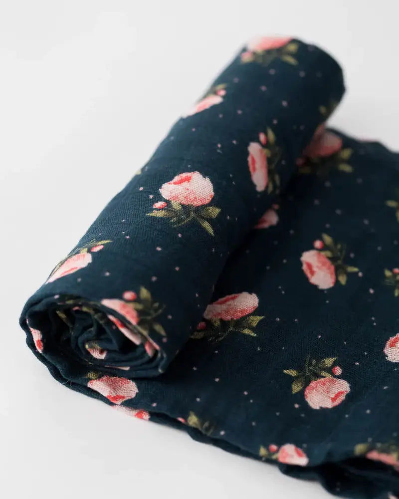 Little Unicorn - Cotton Muslin Swaddle - Midnight Rose
