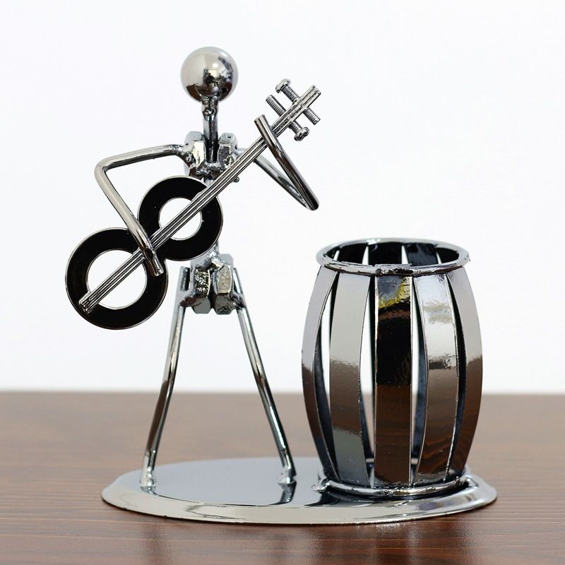 Musician Pattern Pen Holder Iron Art Music Figure Desktop Organizer Home Decoration