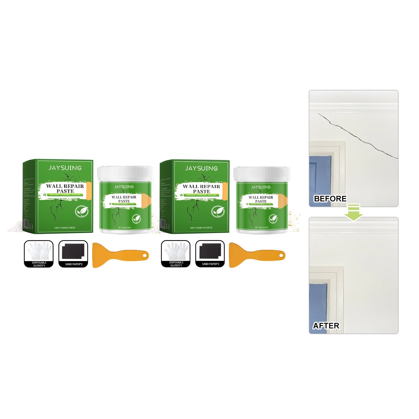 Premium Wall Mending Paste, Waterproof, Mold Resistant, Easy Repair for Cracks ,150g