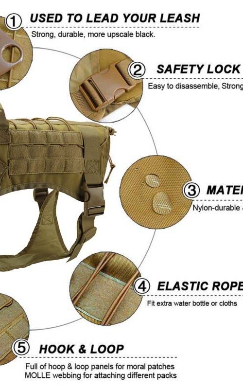 Tactical Dog Harness Nylon Handle Adjustable Training Harness Pet Working Vest