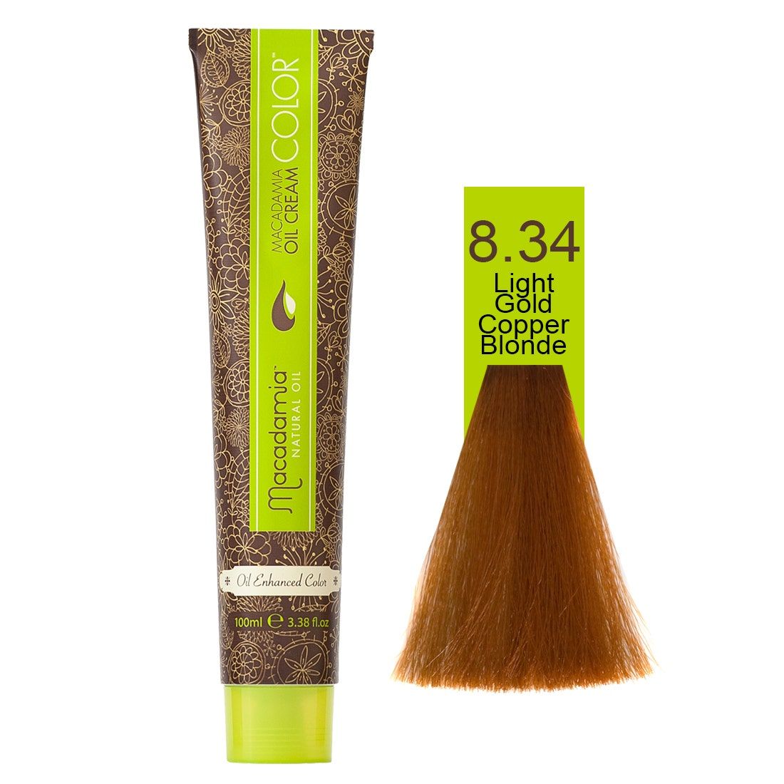 Macadamia Natural Oil Cream Hair Color, 100ml, 8.34 Light Gold Copper Blonde