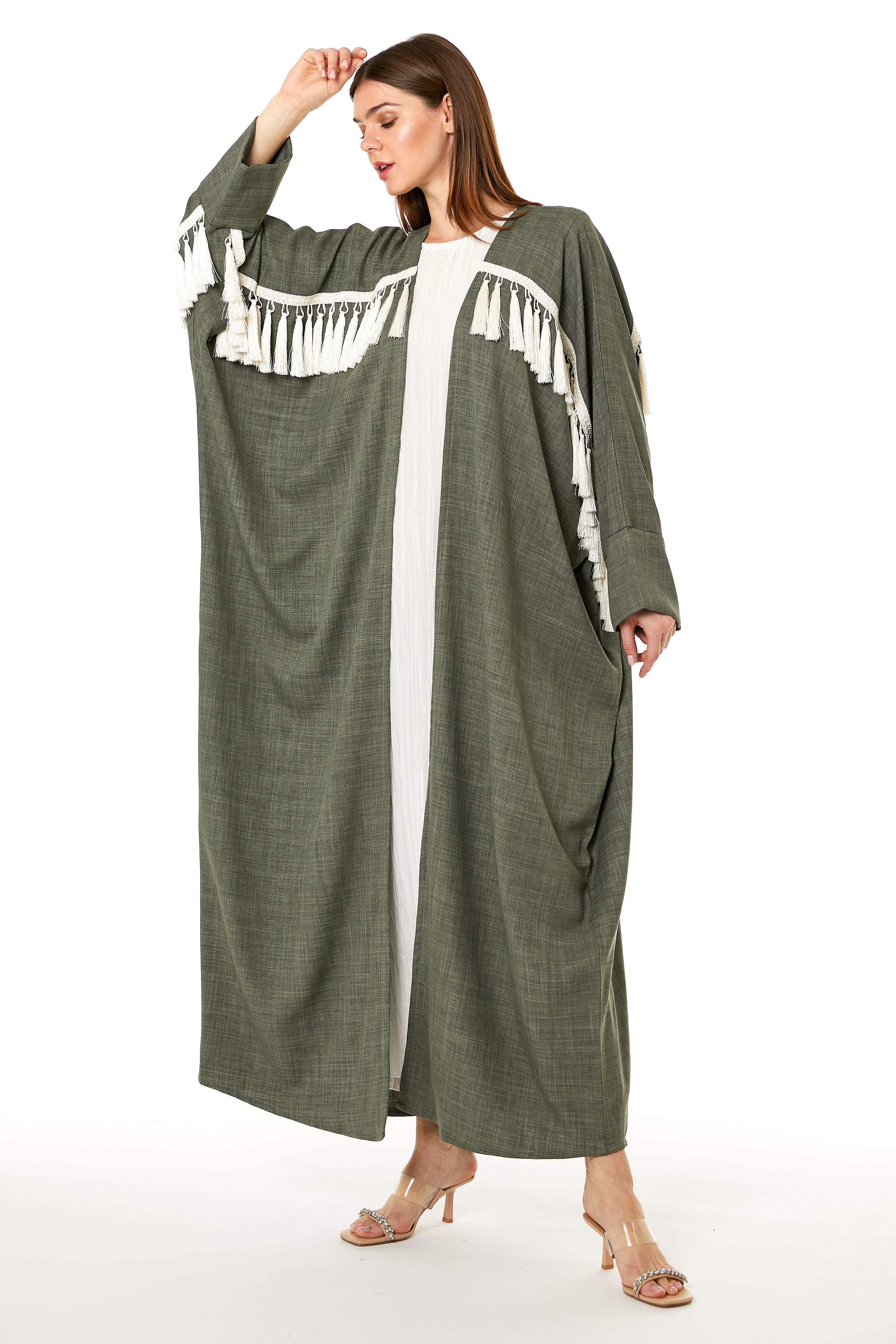MOiSTREET Green CEY Melange Abaya