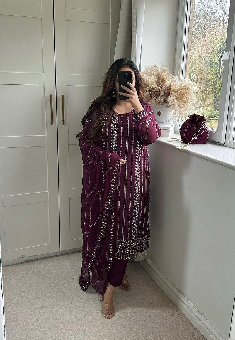 Fab Zone Designer Party Wear Long Top , Pant and Dupatta In Fancy Style