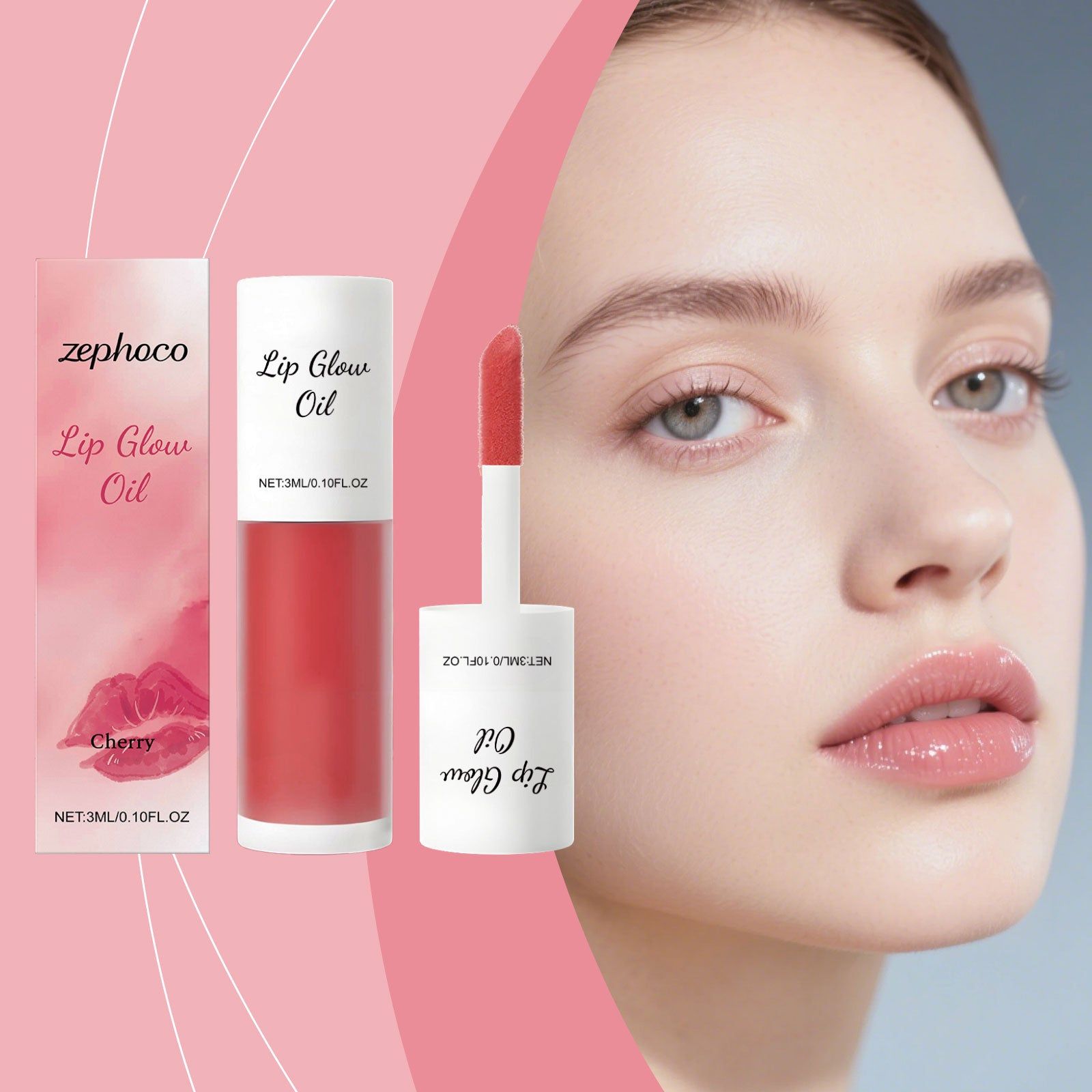 Cherry Lip Gloss Oil, Hydrating, Nourishing, Soft, Glossy, Non-Greasy ,3ml