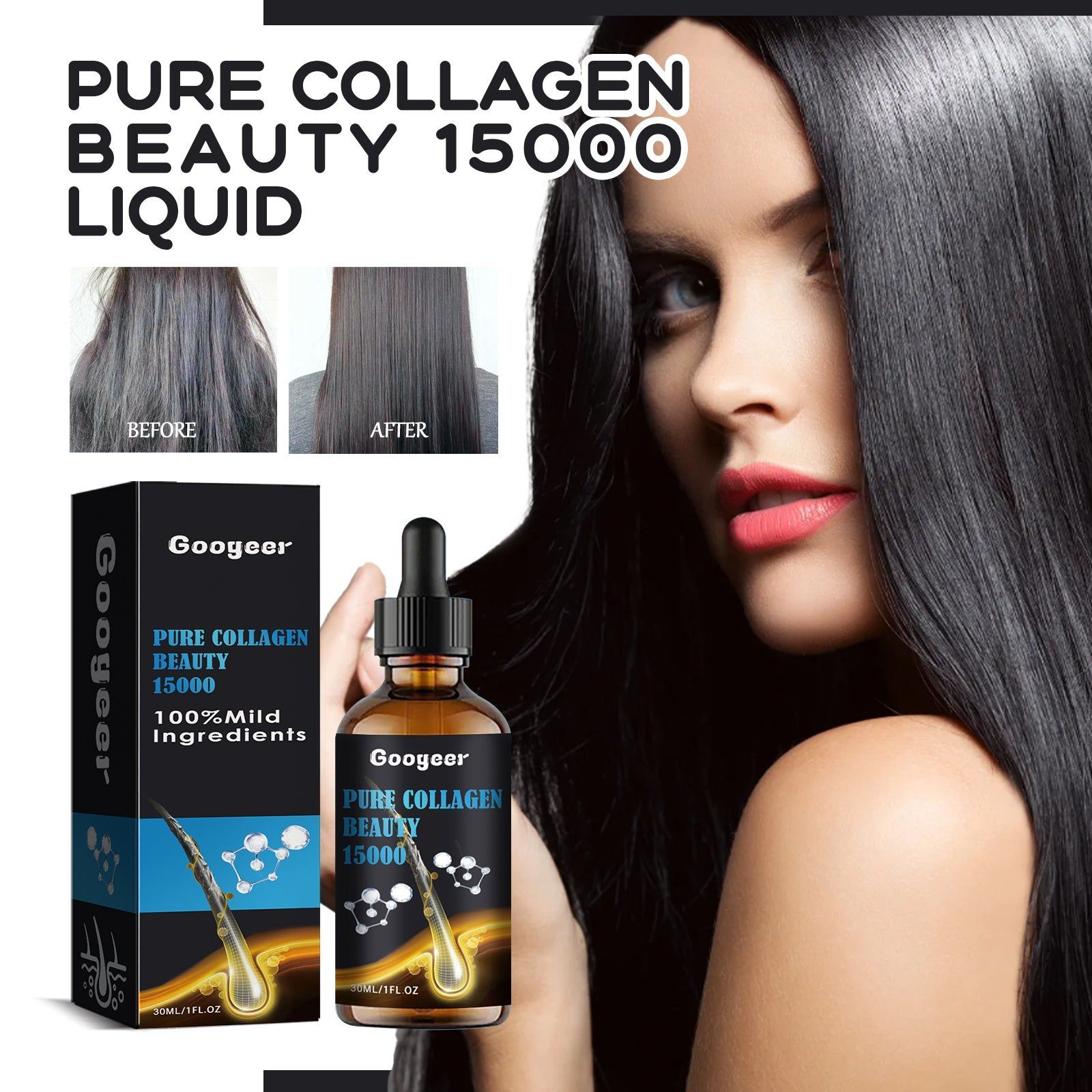 Pure Natural Beauty Liquid for Skin, Nails, Hair Care, Collagen, Vitamin C, Niacinamide ,30ml