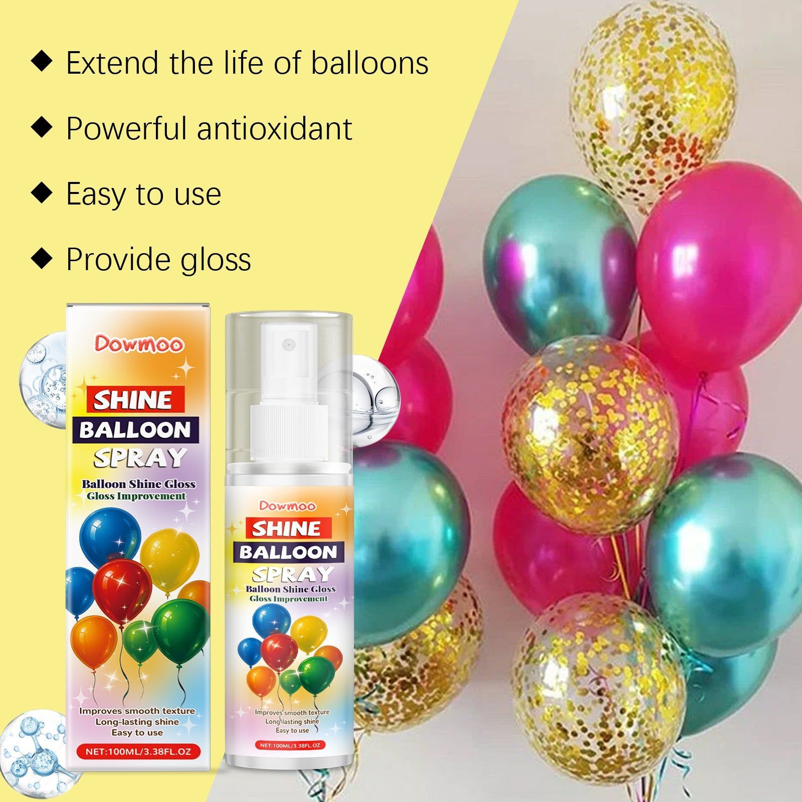 Create Stunning Party Balloons with Glossy Spray, Long-Lasting Shine, Easy to Use ,100ml