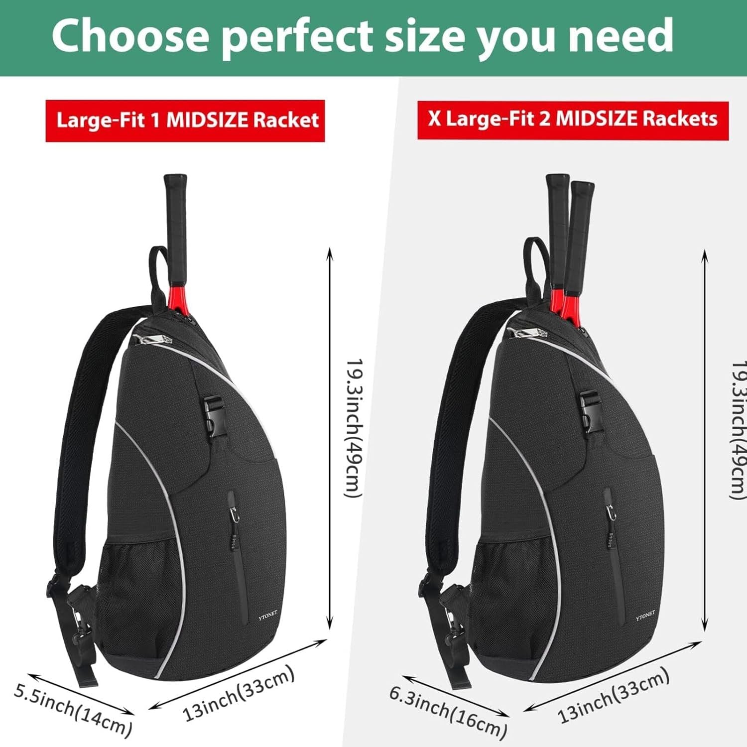 Tennis Sling Bag Water Resistant Tennis Crossbody Backpack for Men Women