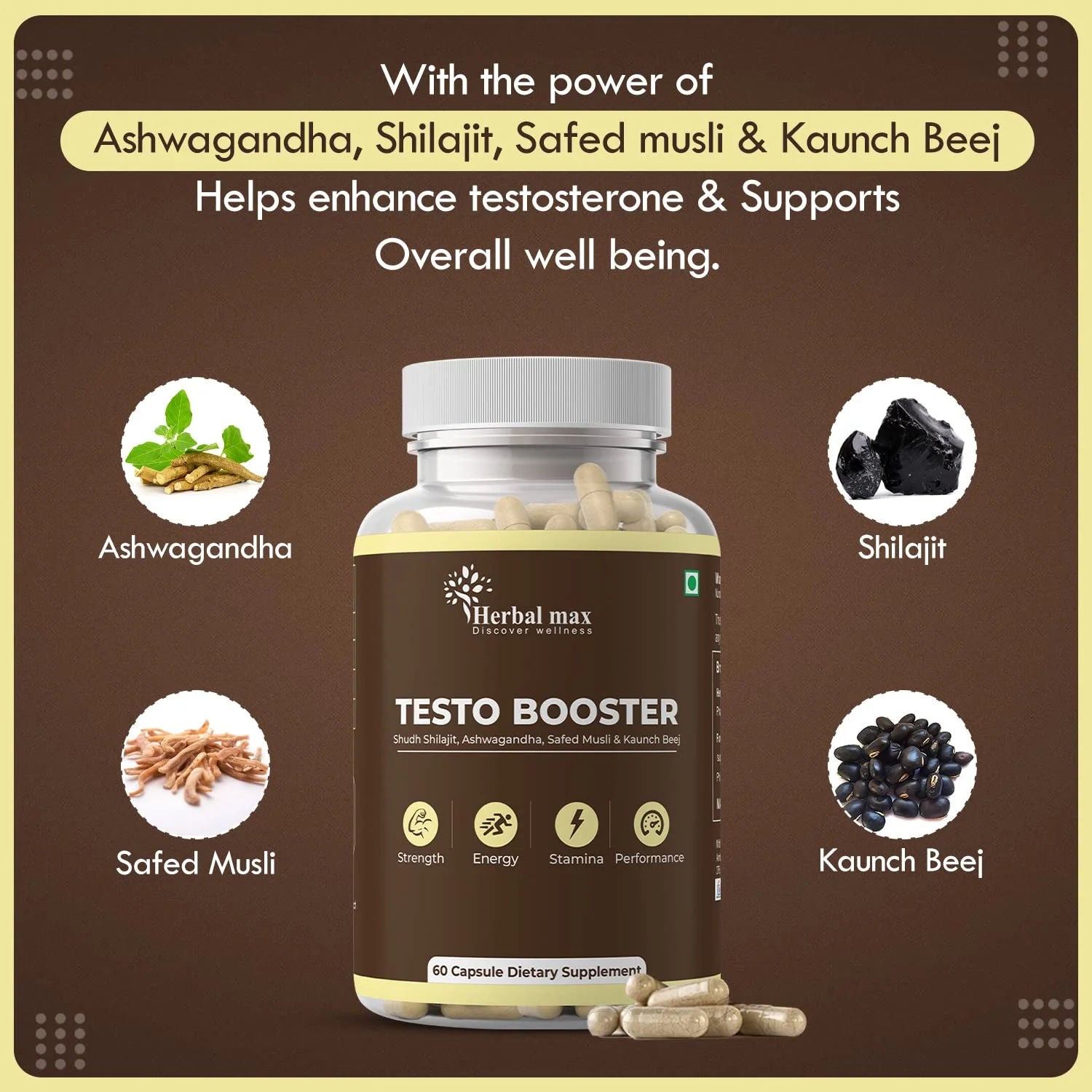 Herbal Max Men's & Women's Korean Ginseng and Herbal Max Testo Booster (Buy 1 Get 1)