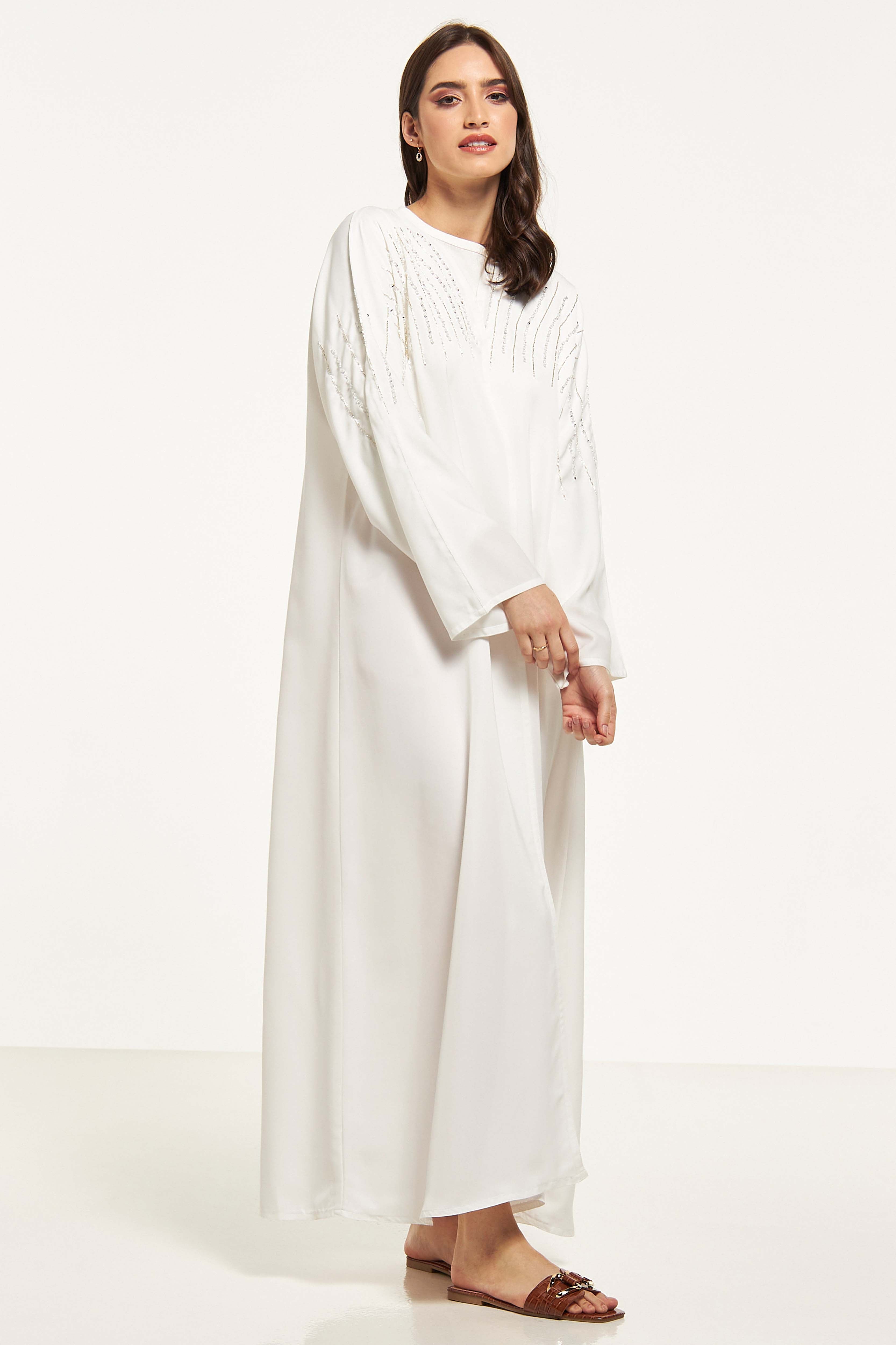 MOiSTREET Embellished Abaya with Sheila