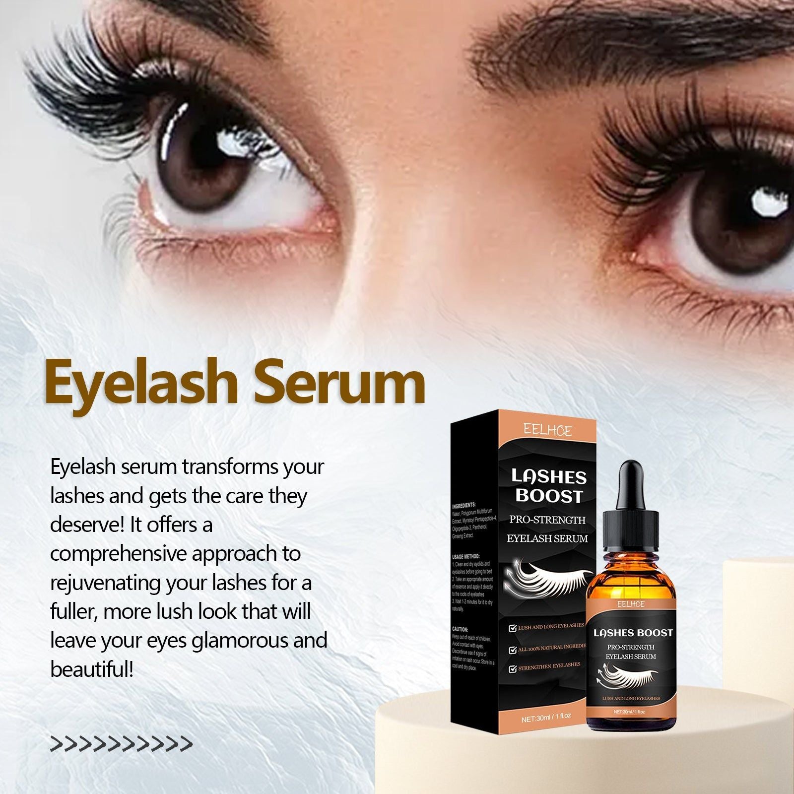 Long Eyelashes Mascara Serum, Natural Curling, Moisturizing, No Smudge, Lash Growth ,30ml