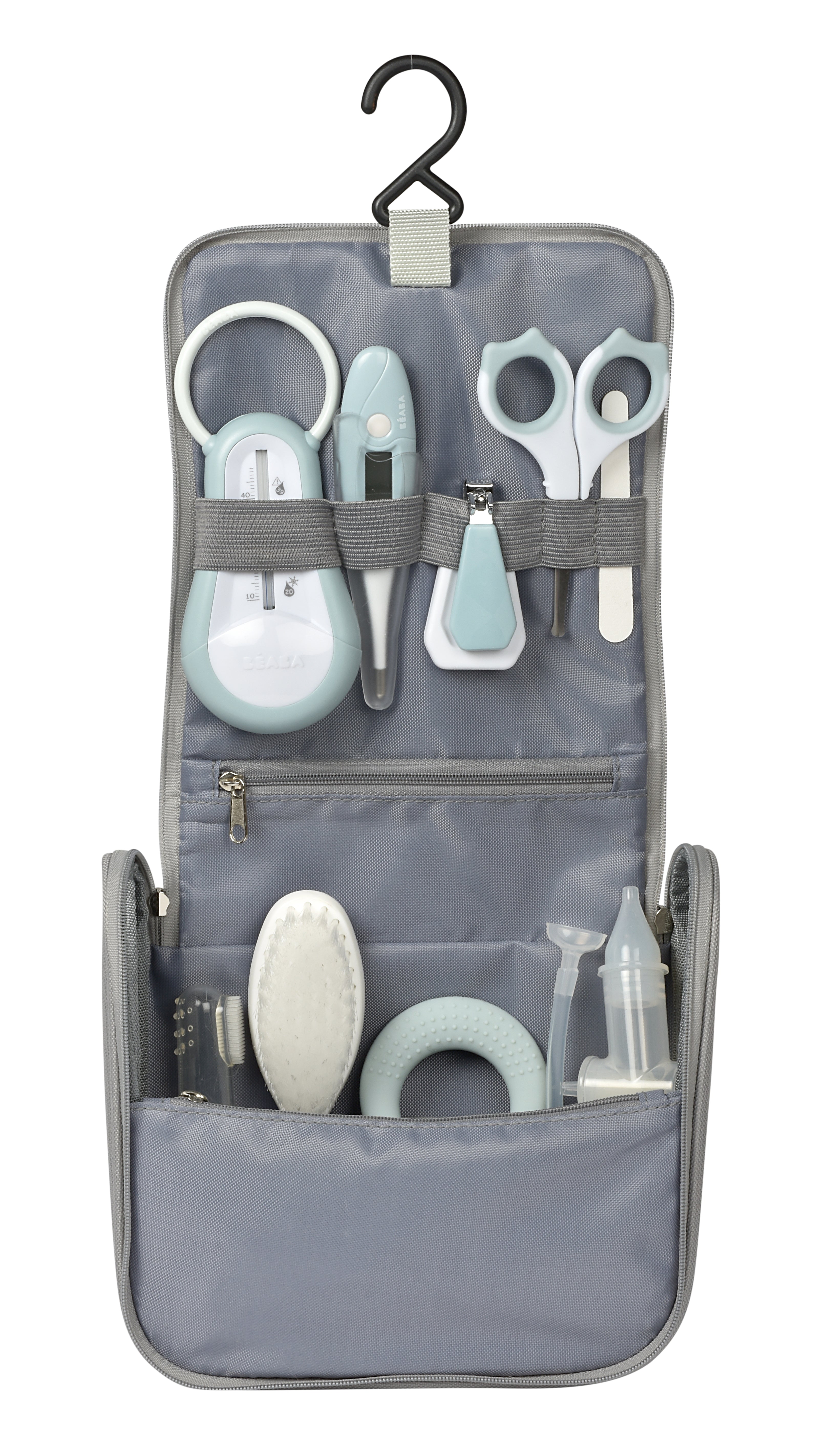Beaba-Hanging Toiletry Pouch with 9 Accessories-Green Blue