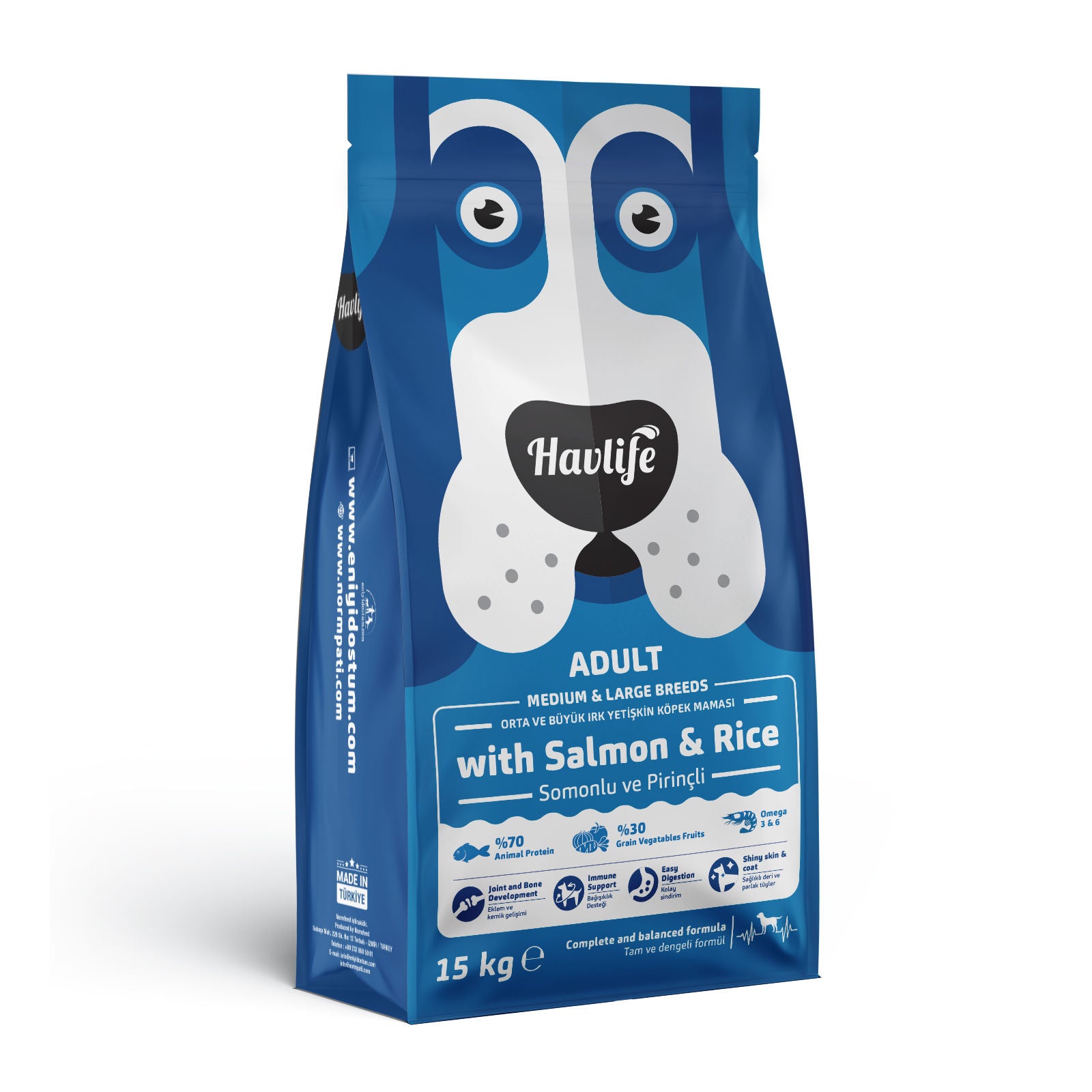 Havlife Premium Salmon & Rice Adult Dog Food for Medium & Large Breeds, High Protein, Joint Care, Shiny Coat & Strong Immunity, Balanced Nutrition