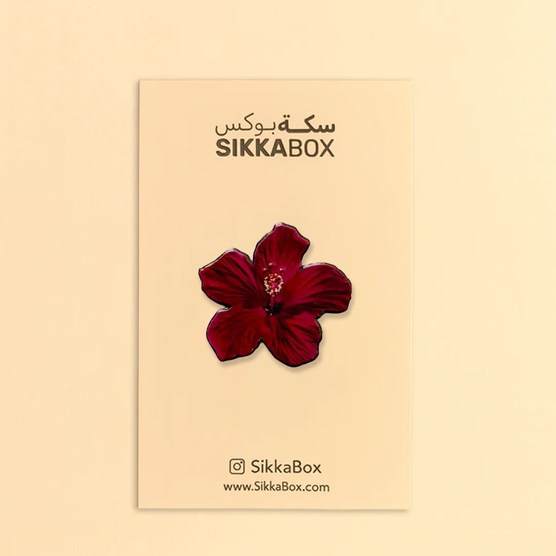 Red Hibiscus Flower Metal Sticker