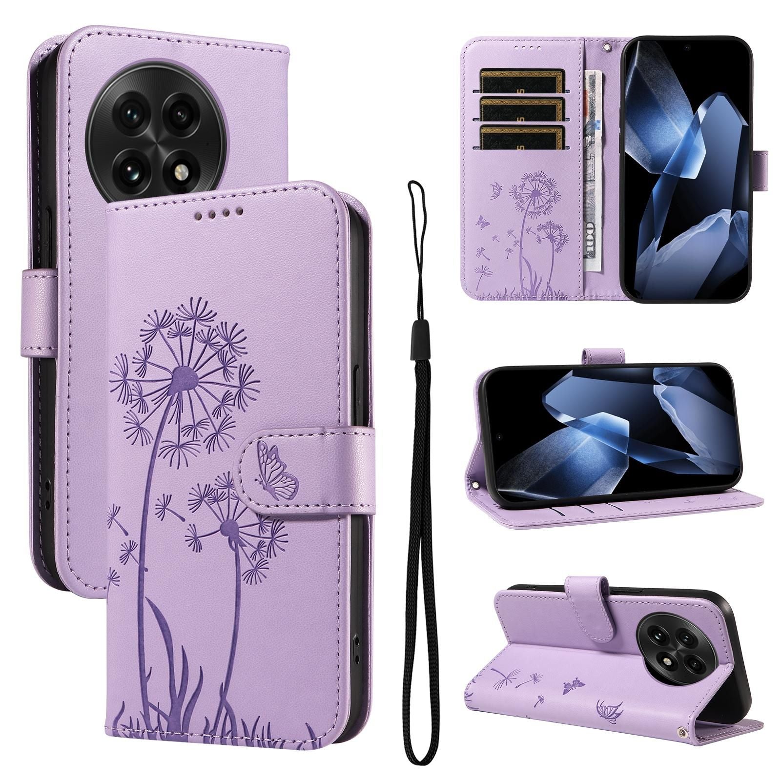 Dandelion Embossed Leather Case For OnePlus 13