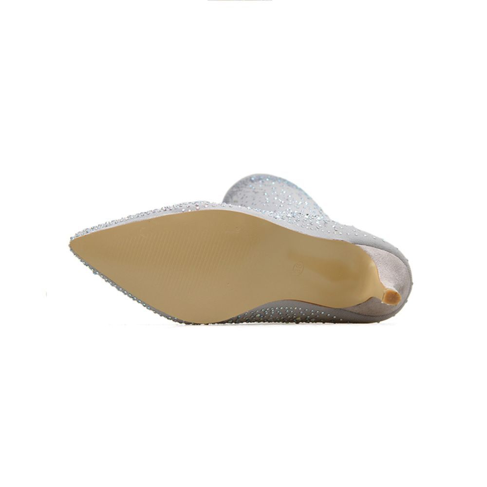 Crystal Fabric Over-the-Knee Pointed Toe 11cm Heel Boots for Women
