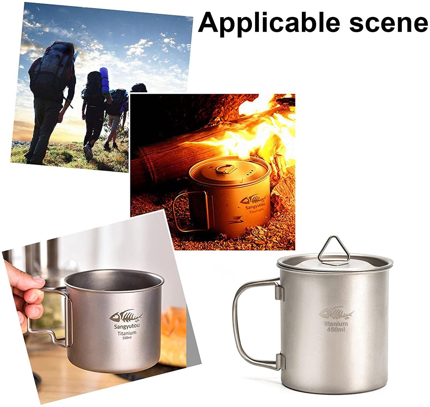 Outdoor Camping Mug Titanium Water Cup Picnic Fishing Accessory Travel Tableware