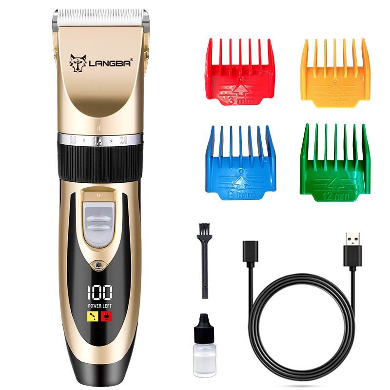 Gold Pet Hair Clipper with Guide Combs