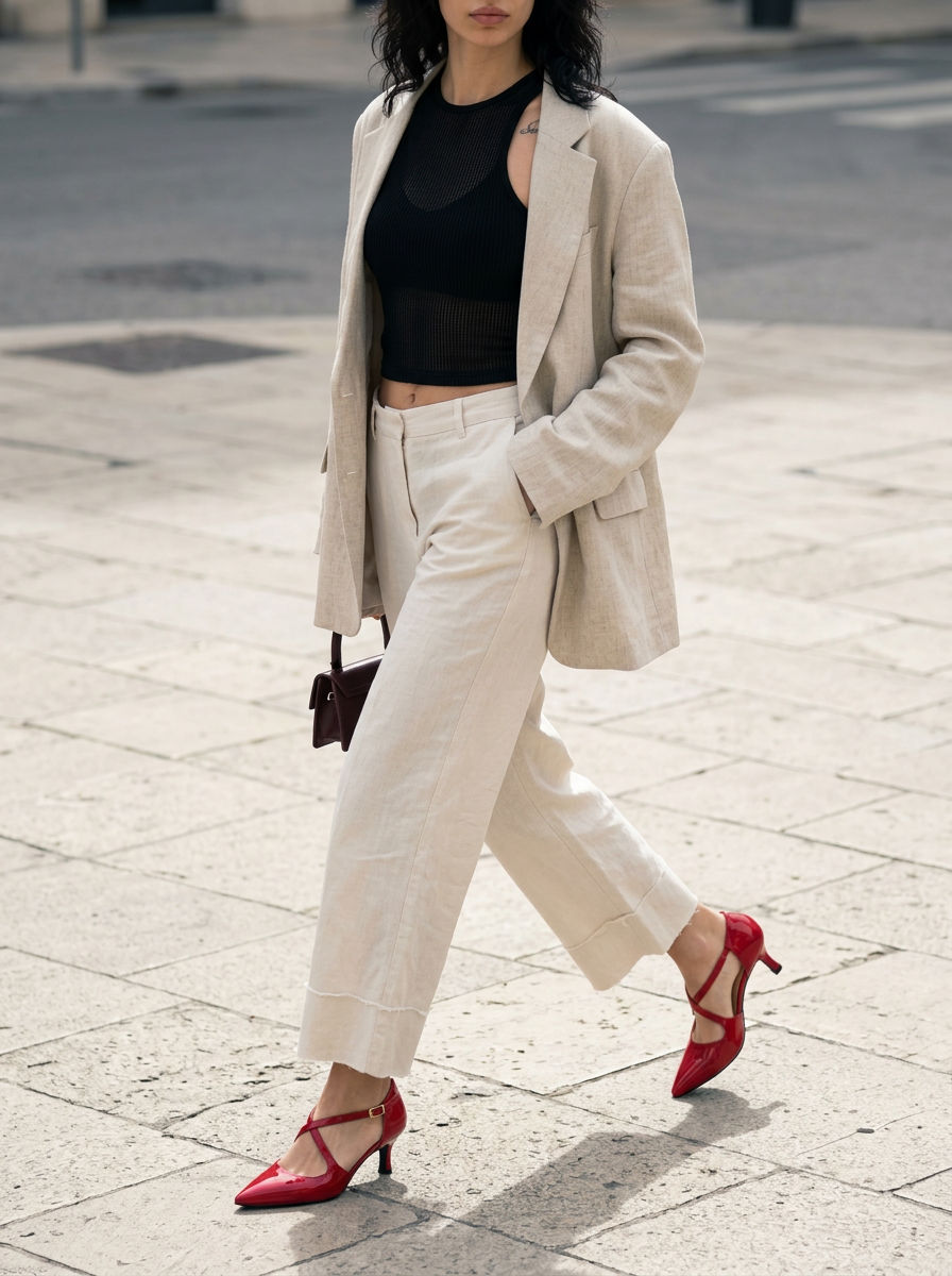KOAN Onde Piane Red Gloss Cross-Strap Pump